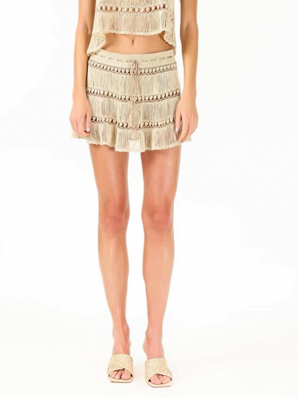 Crochet Tassel Mini Skirt - Beige - Picture 5 of 5